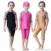 Acqrobe Girls Muslim 2 Piece Swimsuit Kids Tankini Bathing Suits Half Sleeve Camel B07MYYYB2Q